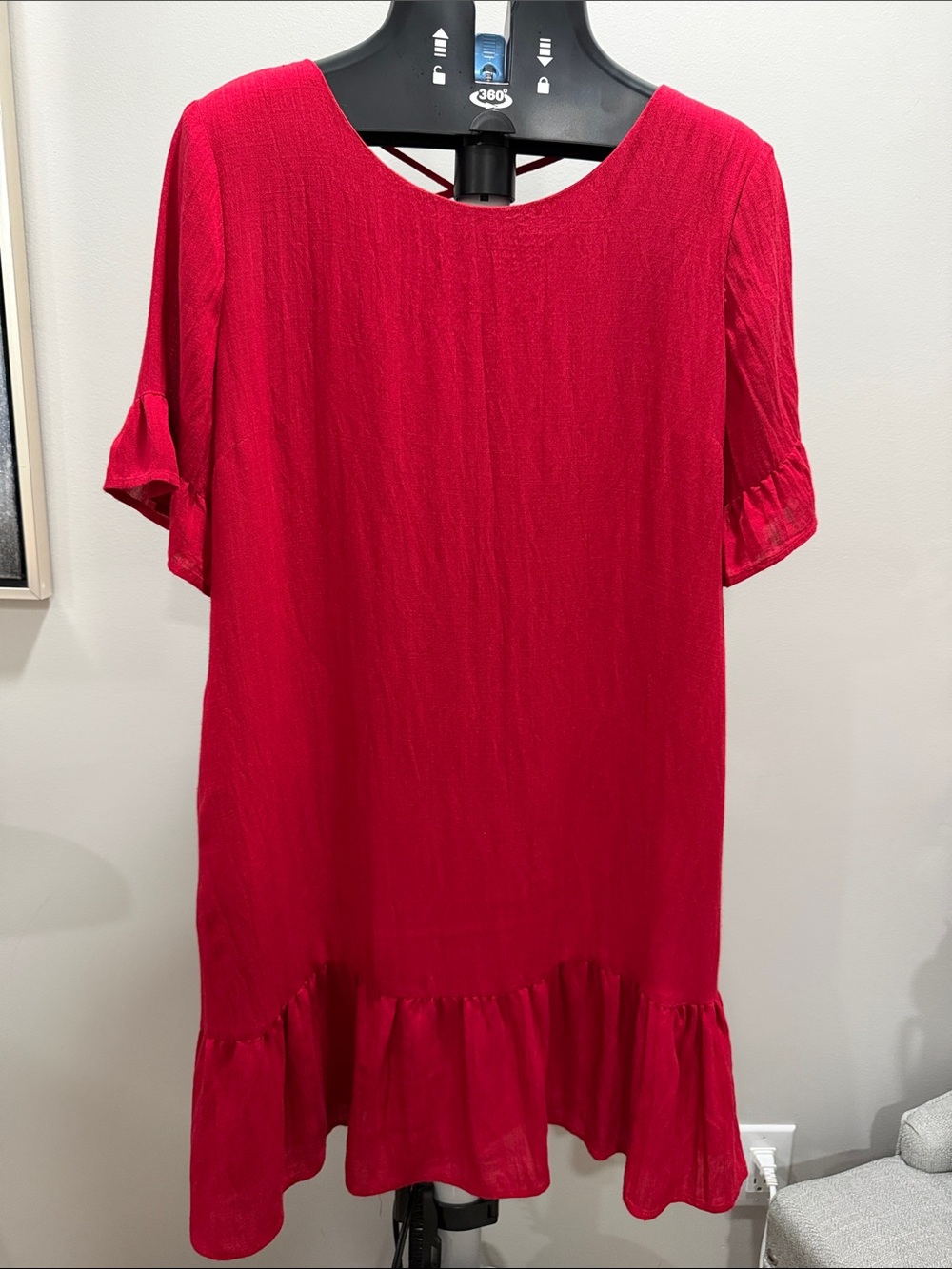 Women’s Red Midi Dress with Ruffle Hem